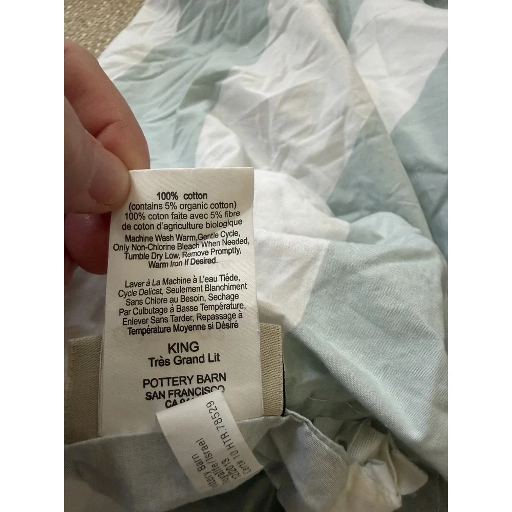 Pottery Barn Coastal Striped King Organic Cotton Duvet Cover. Cottage Country